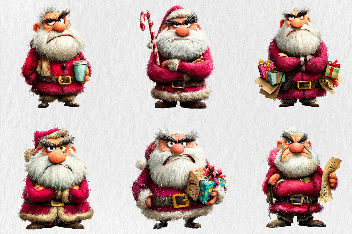 Quirky Christmas Grumpy Santa Clipar, a Seasonal Illustration by Rose Art (Photo 4 of 7)