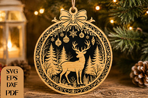 Christmas Reindeer Ornament SVG, an Object Graphic by DreamCafeArt
