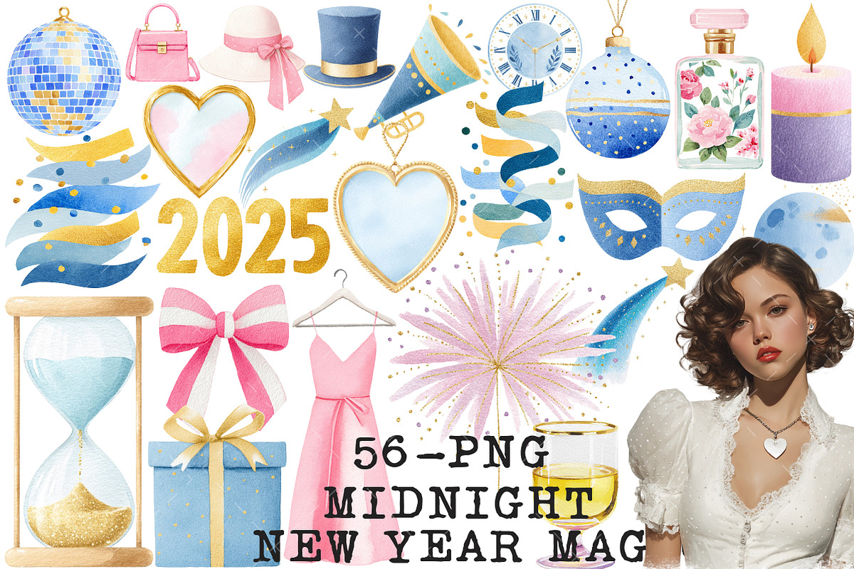 Midnight New Year Magic Watercolor C, an Illustration by Libby Wishes (Photo 1 of 7)