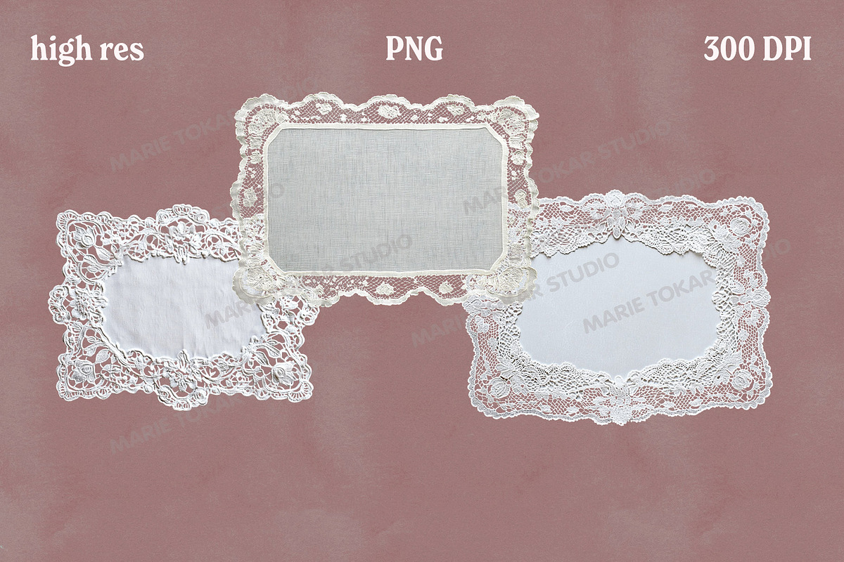 Vintage Fabric Doilies Bundle PNG, an Object Graphic by Marie T (Photo 3 of 24)