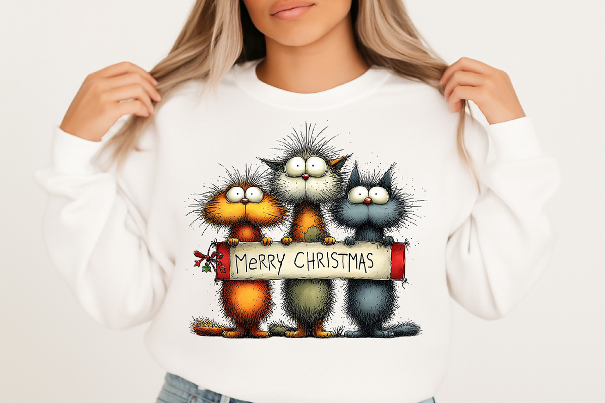 Merry Christmas,Quirky Christmas Cat, an Illustration by Libby Wishes (Photo 2 of 8)