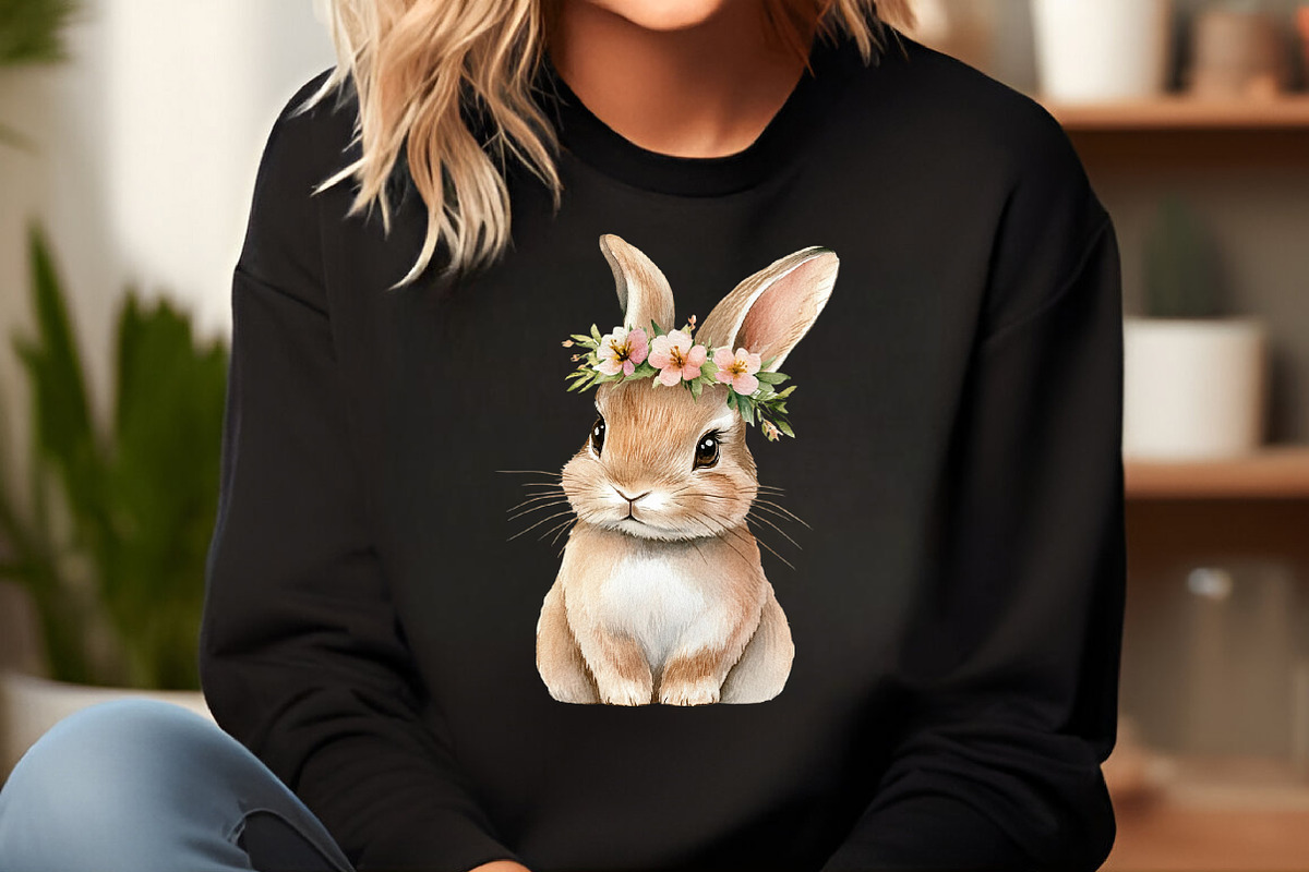 Watercolor Floral White Bunny, an Illustration by DreamCafeArt (Photo 3 of 7)