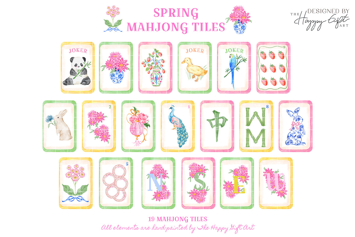 Watercolor Mahjong Tiles Clipart, a Decorative Illustration by TheHappyGiftArt (Photo 2 of 5)