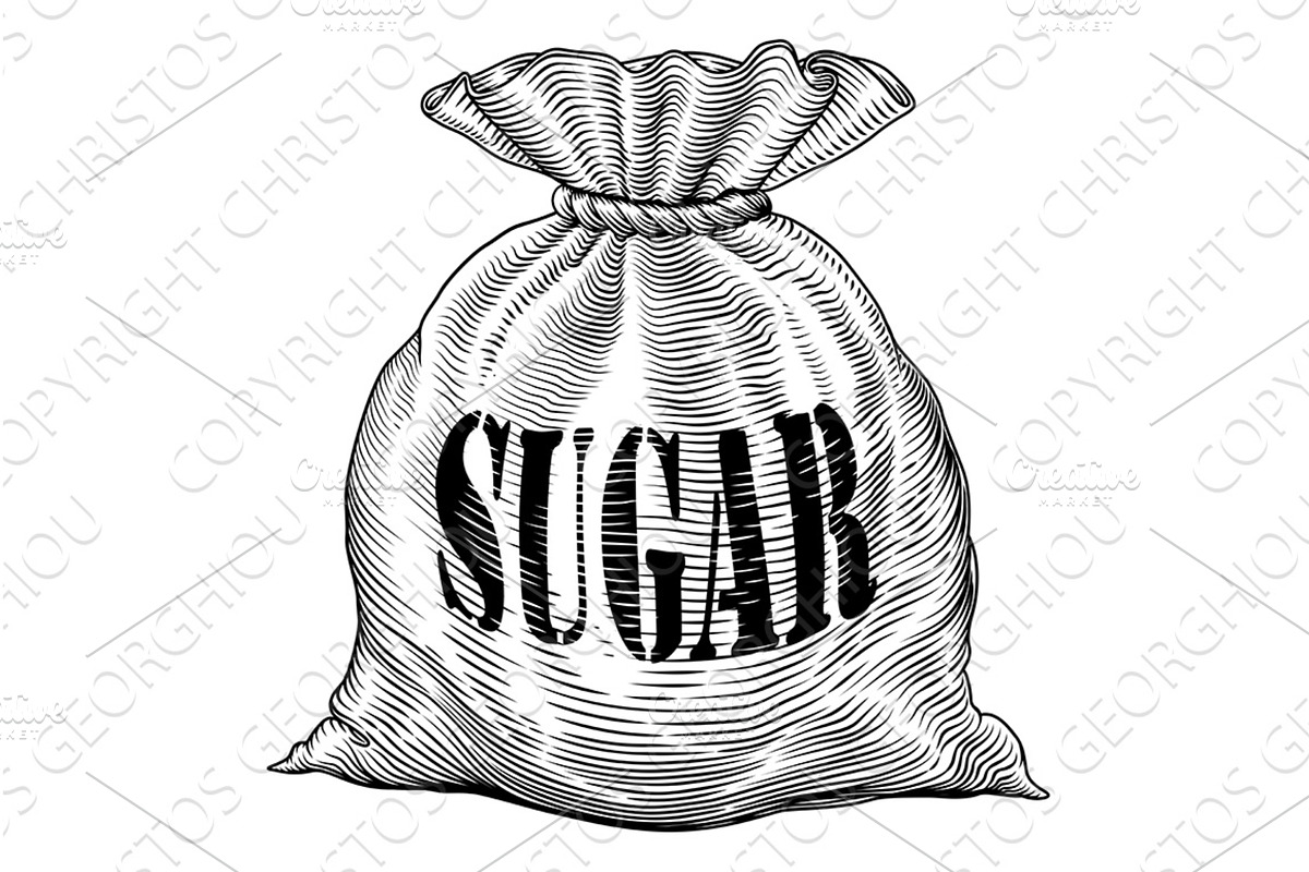 Sack Bag of Sugar Concept Vintage, a Food Illustration by Christos Georghiou