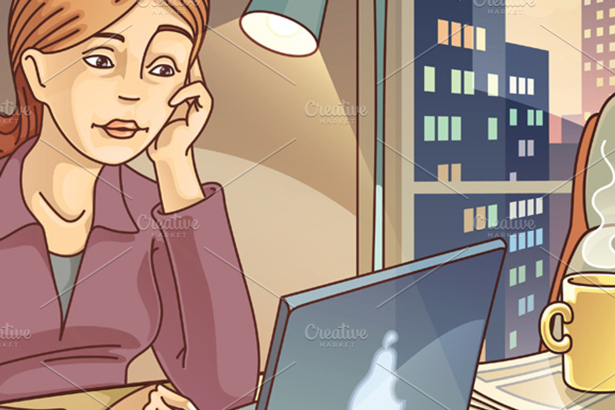 Working at Night, a Technology Illustration by LEKS illustrations (Photo 2 of 2)