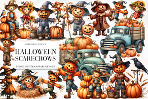 Halloween Scarecrows clipart, an Illustration by Designworld