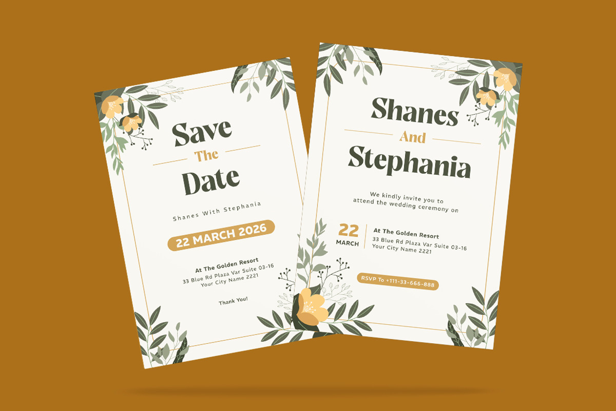 Elegant Floria Wedding Invitation, an Invitation Template by iDoodle Studio (Photo 3 of 4)