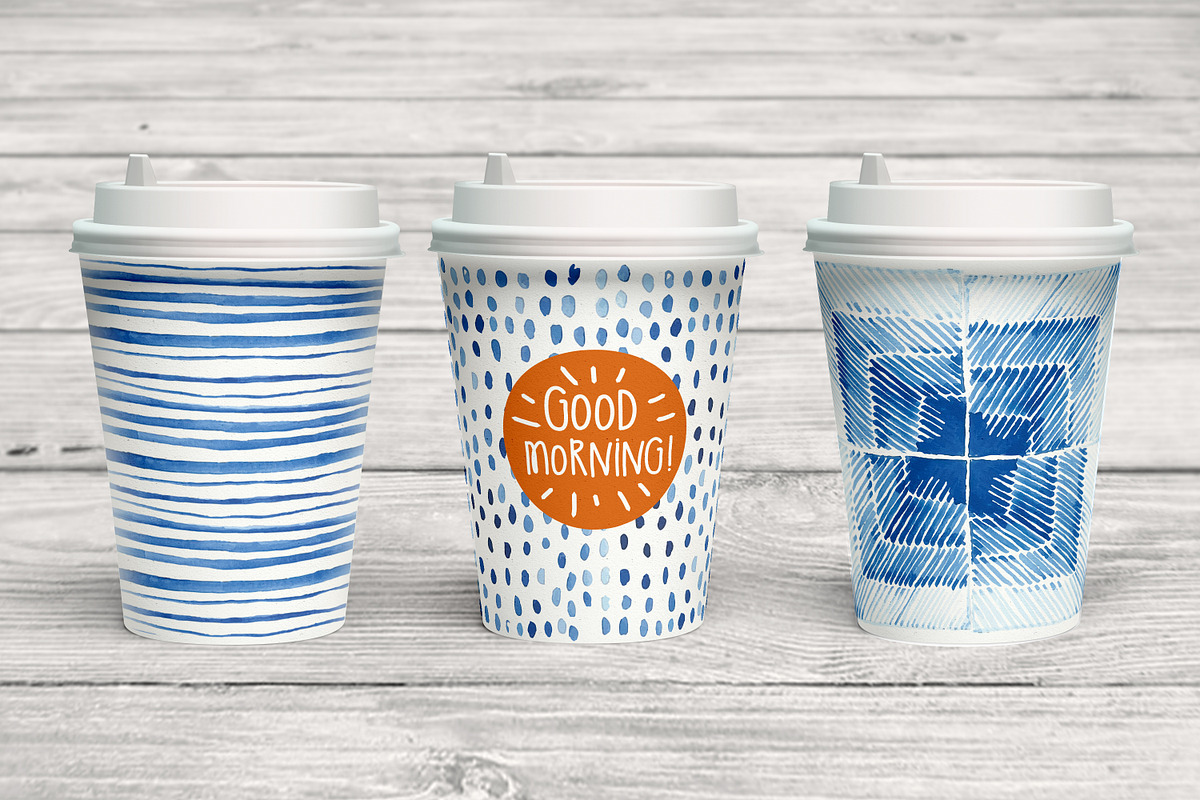 Shibori indigo watercolor collection, a Pattern Graphic by Nicetoseeya (Photo 4 of 4)