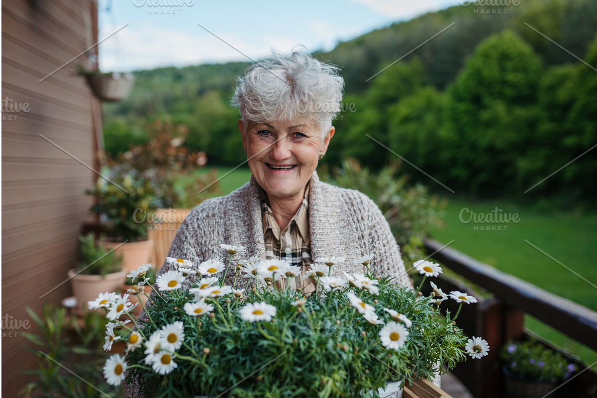 Senior woman gardening in spring, a Person Illustration by HalfPoint