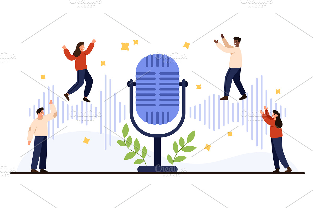 Podcast Audio Wave Microphone Vector, a Technology Illustration by Flashvector