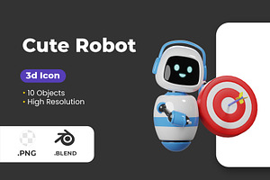 3D Cute Mascot Robot Character, a Characters & Person 3D Model by Yansone