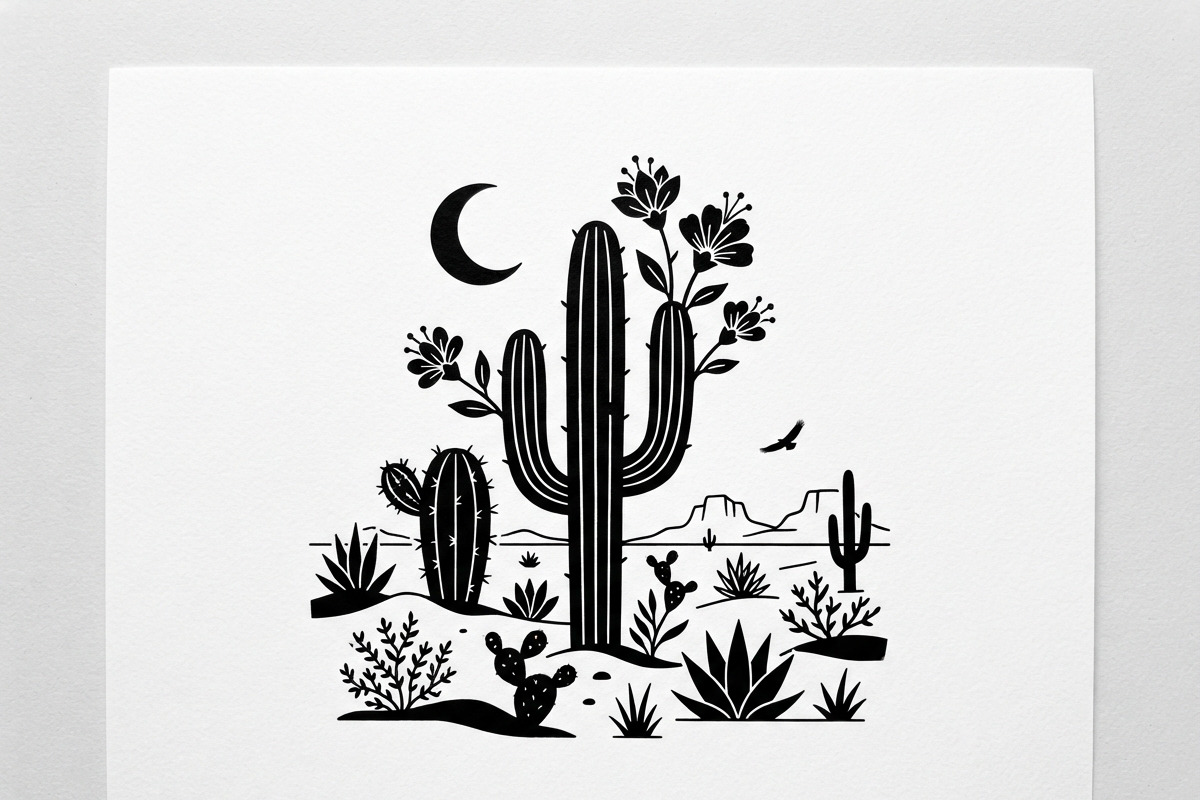 60 Desert Cactus Floral Silhouette, a Seasonal Illustration by Amazin_art (Photo 27 of 34)