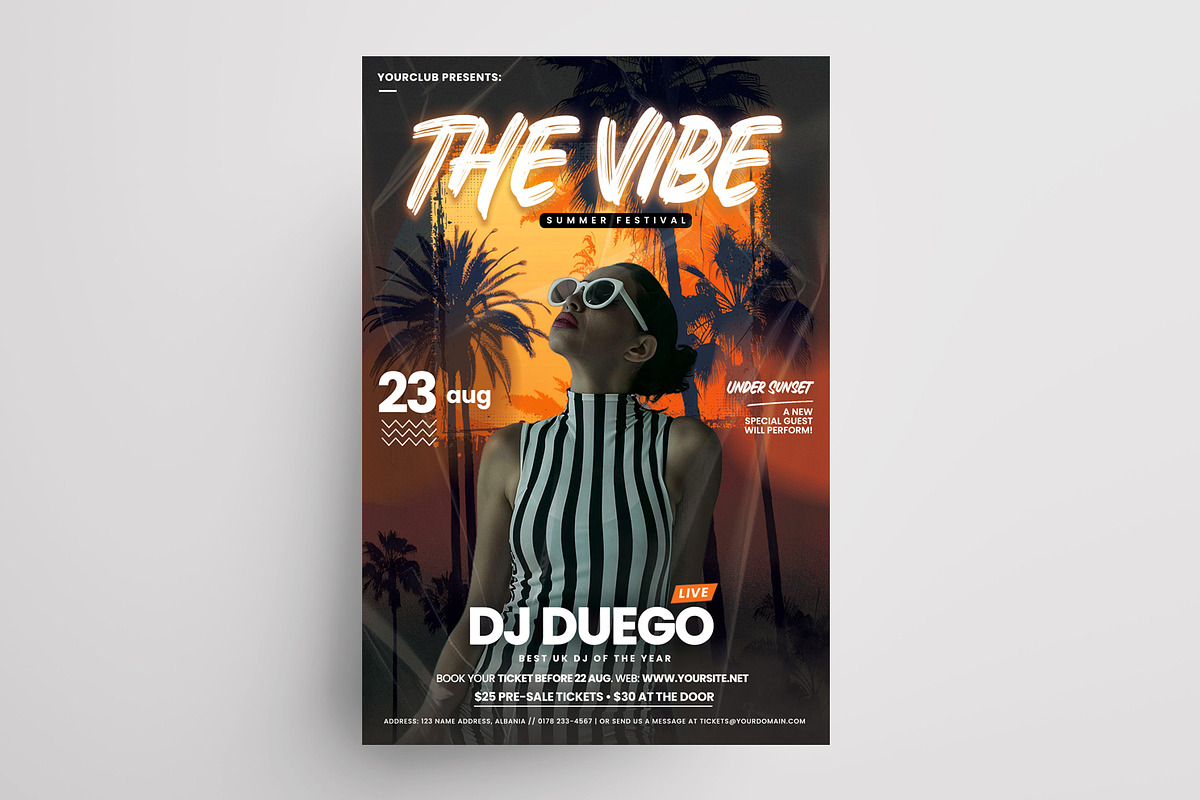 2 Summer Music Flyers Templates, a Flyer Template by PixelsDesign (Photo 2 of 3)