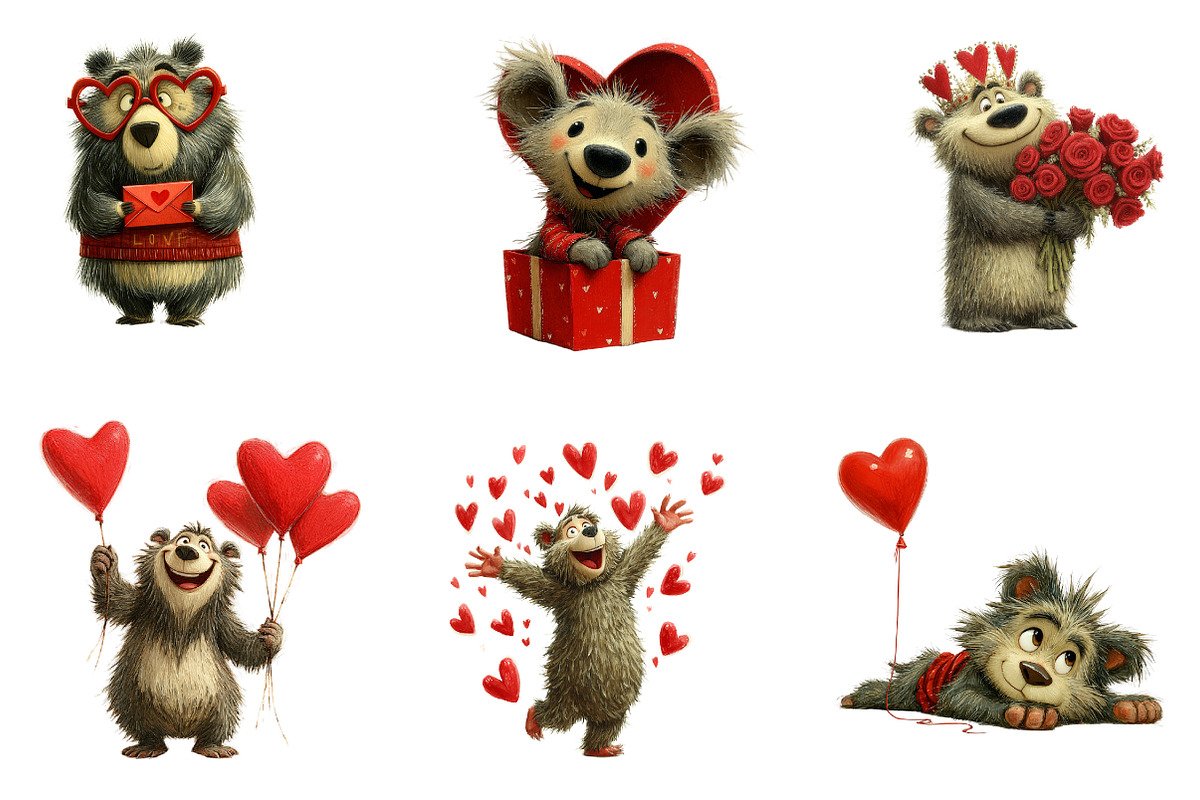 Valentine Teddy Bear Clipart, an Illustration by CreationArt (Photo 3 of 6)