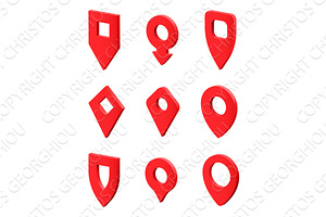 Map Pointer Location Icon Set, an Object Illustration by Christos Georghiou