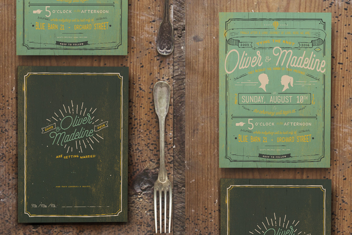 Vintage Hand Lettering Wedding Suite, an Invitation Template by BlueRobinDesignShop (Photo 3 of 4)