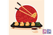 Hand Drawn Flat Gyoza, a Food Illustration by MISS CHATZ (Thumbnail 2 of 3)