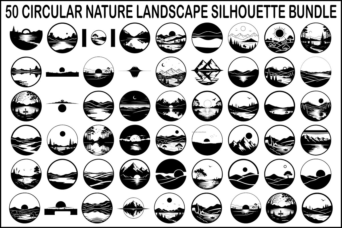 Circular Nature Landscape Silhouette, an Illustration by yasushie (Photo 1 of 51)