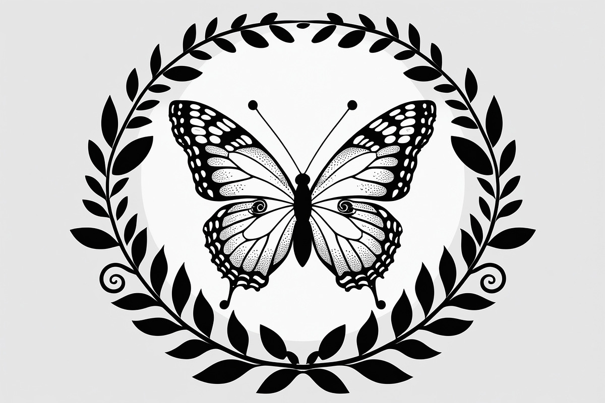 Butterfly Laurel Wreath Set, an Illustration by jahid234 (Photo 7 of 7)