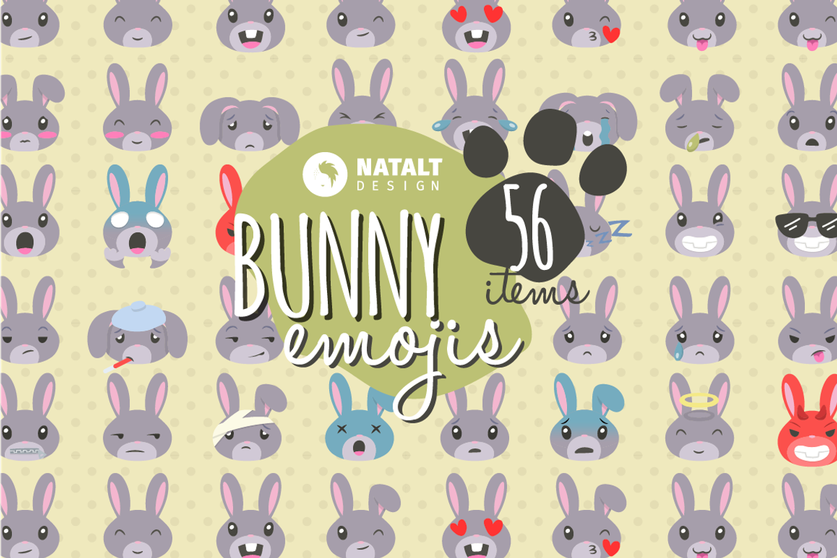 Bunny Emojis, an Emoji Icon by NatBurger (Photo 1 of 4)