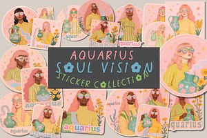 Aquarius Soulvisions Sticker Set, an Object Graphic by Jakayla Digital Co