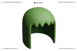 Lime Green Dome Wig with Bangs 3D, an Object 3D Model by Wencory
