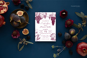 Burgundy Grapes Wedding Invitation, an Invitation Template by Encre Studio (Thumbnail 1 of 5)