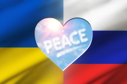 Ukraine and Russia flags with heart with text peace, a Background Photo by Davizro's Market