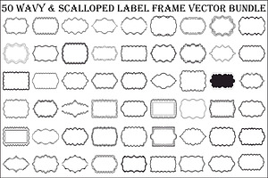 Wavy Scalloped Label Frame Bundle, an Illustration by musafir_fashion