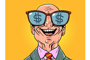 A happy bald businessman. A