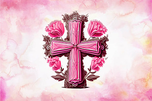 Pink Cross Flower Butterfly Clipart