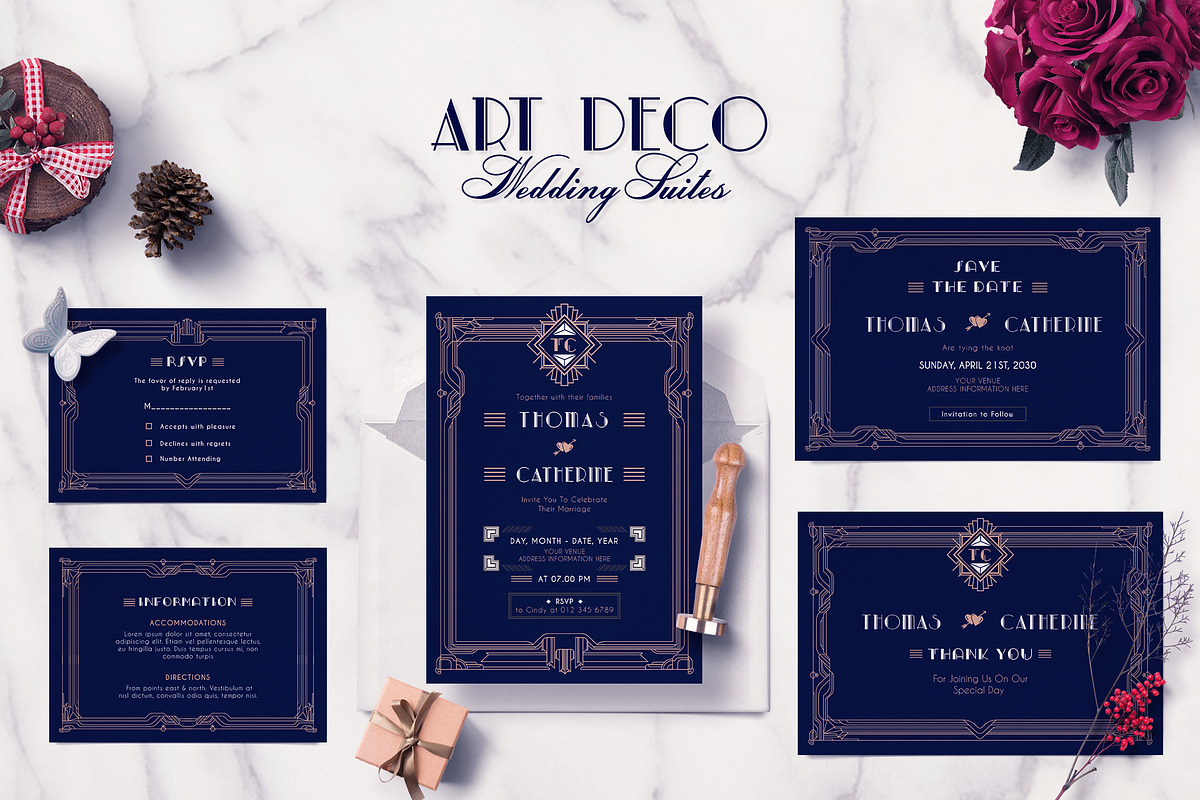 ART DECO WEDDING INVITATION SUITES, an Invitation Template by Totem Invitation House (Photo 1 of 4)