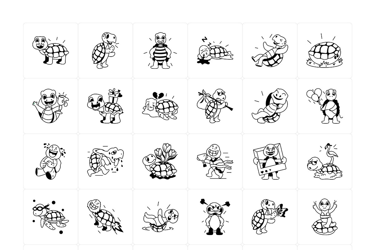 Turtle Cartoon Stickers Set, an Emoji Icon by Vectors Market (Photo 6 of 6)