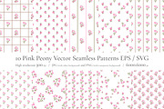 Pink Peony Vector Seamless Patterns, a Pattern Graphic by Nadia Semyroz (Thumbnail 1 of 10)