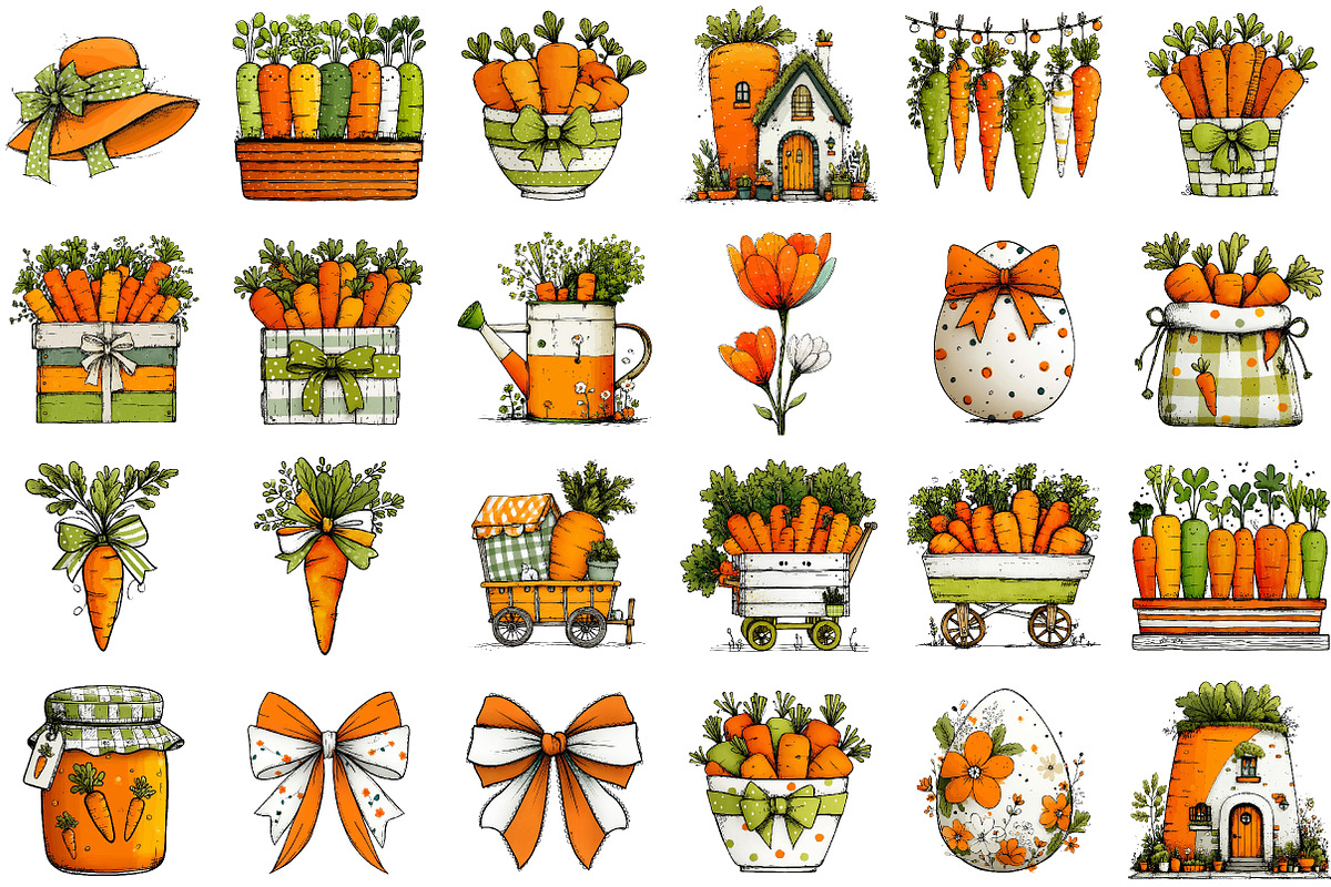 Carrot Easter Watercolor Clipart Set, an Illustration by Sublimation Artist (Photo 2 of 7)