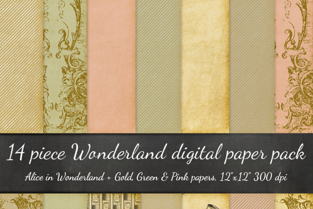 14 Piece Alice In Wonderland Papers