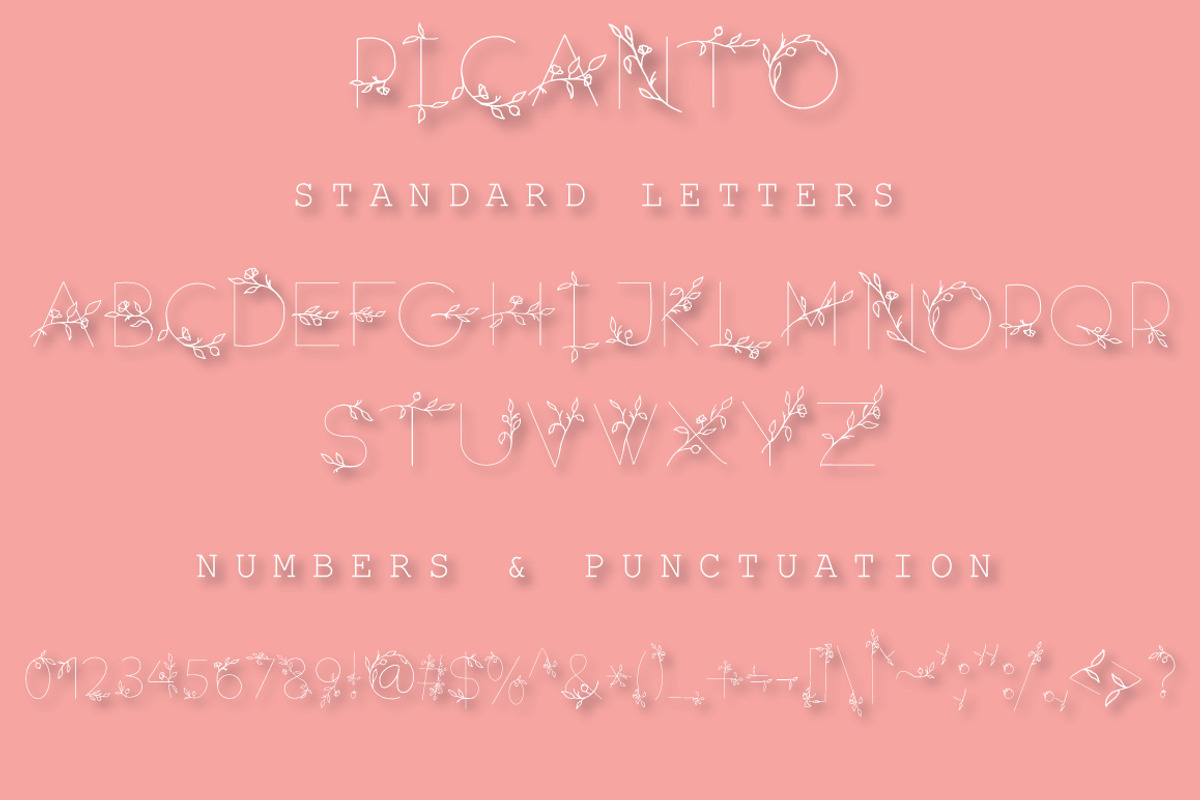 PICANTO Floral Font ( ALL CAPS ), a Font by Digital Hustler (Photo 2 of 9)