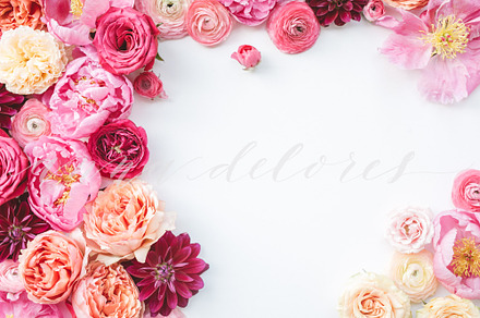 Styled Stock Photo, Pink Flowers 1