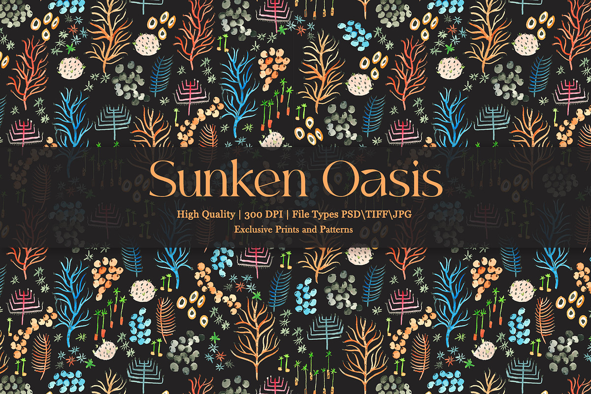 Sunken Oasis Prints & Patterns, a Pattern Graphic by GND ART STUDIO (Photo 1 of 8)