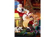 Santa with French Bulldog Wall Art, an Animal Illustration by Art Paradise Studios (Thumbnail 1 of 3)