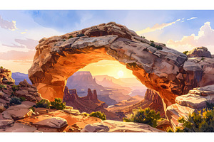 Sunset through a natural rock arch, a Background Photo by Igor Tichonow