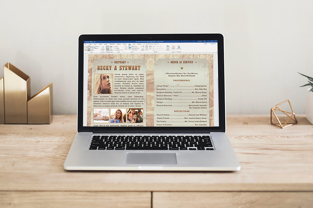 Cow Girl Funeral Program Word, a Brochure Template by Four C Graphic (Photo 10 of 10)