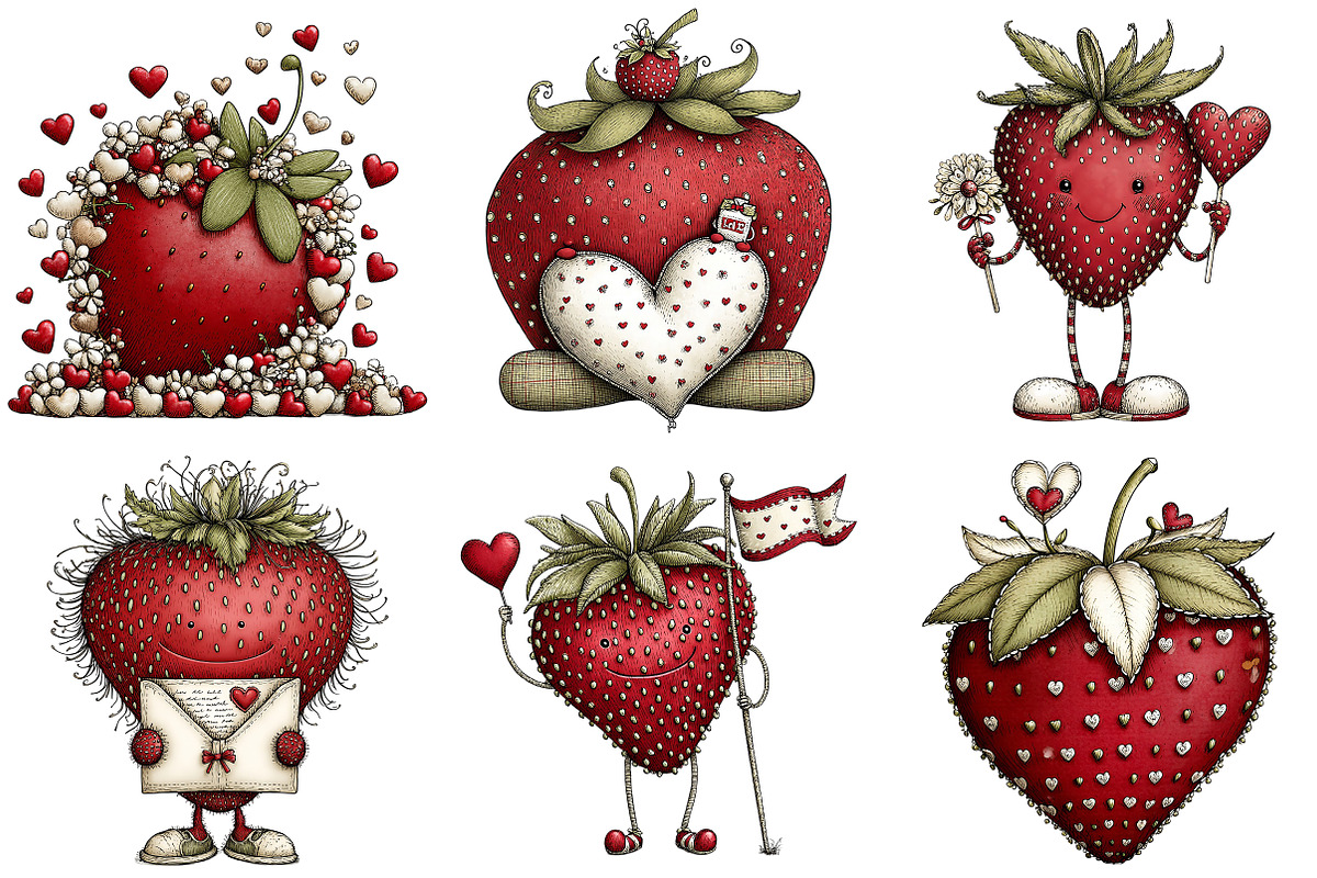 Valentine Strawberry Clipart, an Illustration by Craft Nest (Photo 4 of 8)
