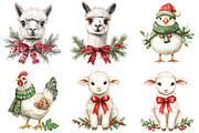Christmas Farm Animals Clipart, a Seasonal Illustration by CitraGraphics (Thumbnail 2 of 7)