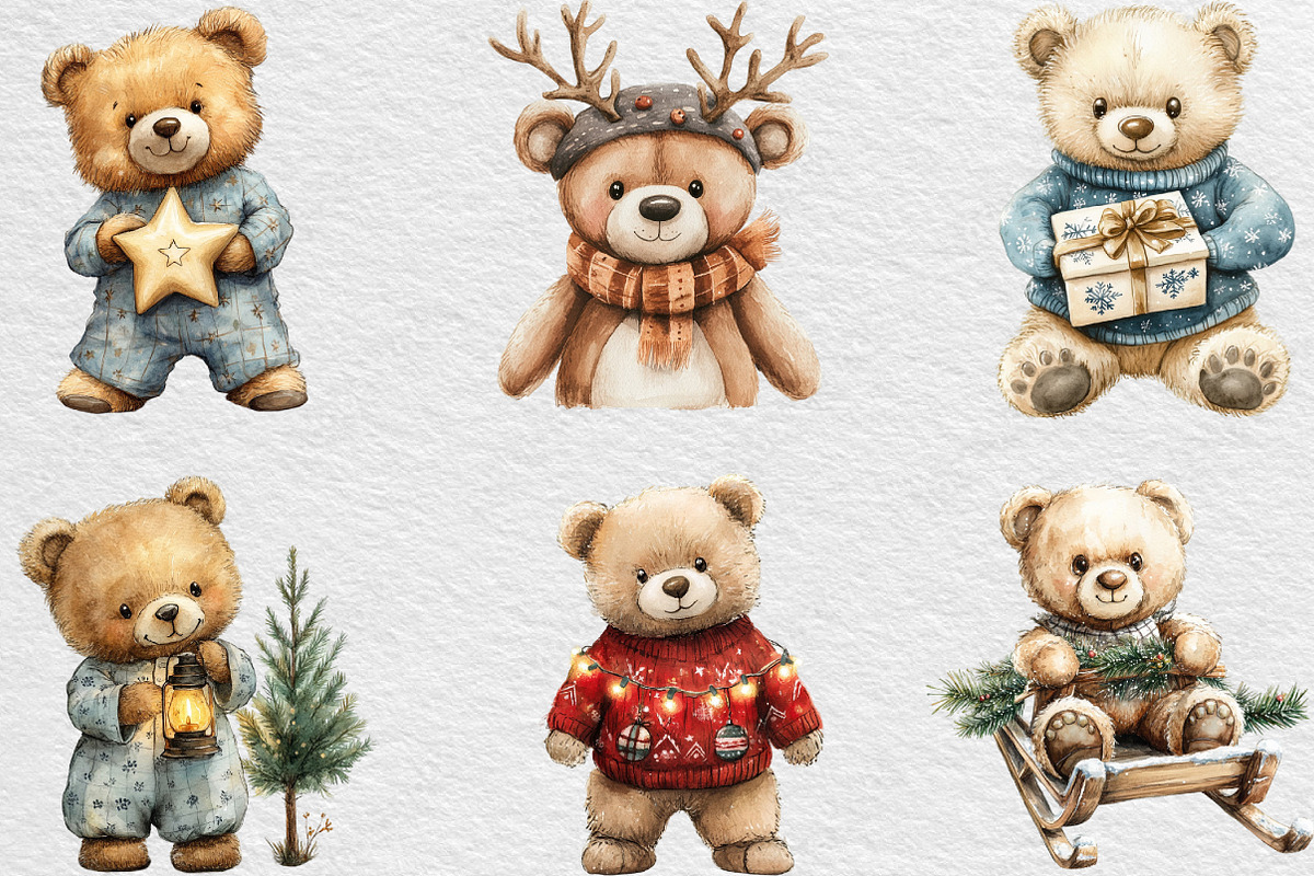 Christmas Teddy Bear Sublimation, an Illustration by Black Bird Studio (Photo 2 of 6)