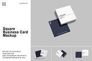 Square Business Card Mockup, a Print Template by Graphiculon (Thumbnail 1 of 11)
