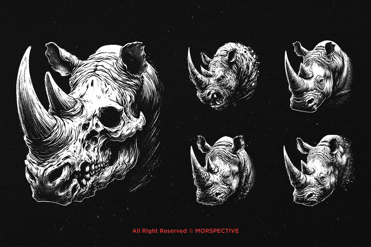 10 Bundle Dark Art Rhino Animal, an Illustration by Morspective (Photo 5 of 7)