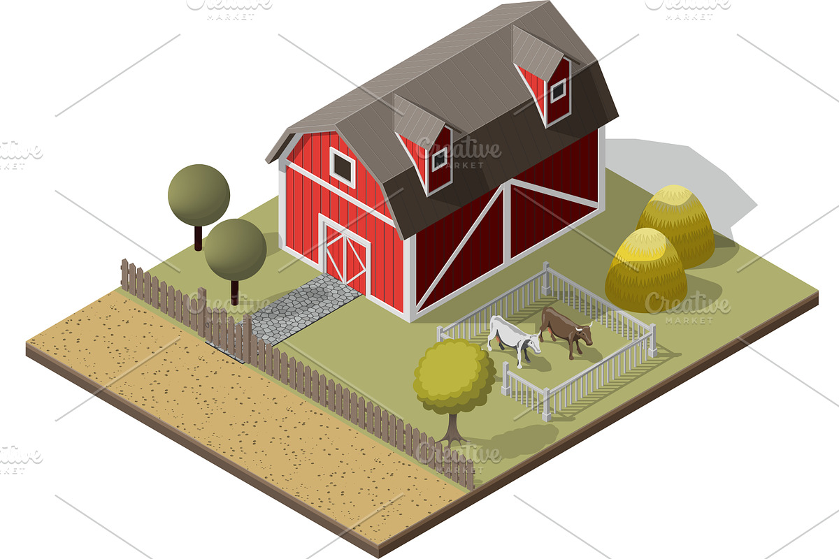 American Traditional Old Barn, an Animal Illustration by piter.goskov