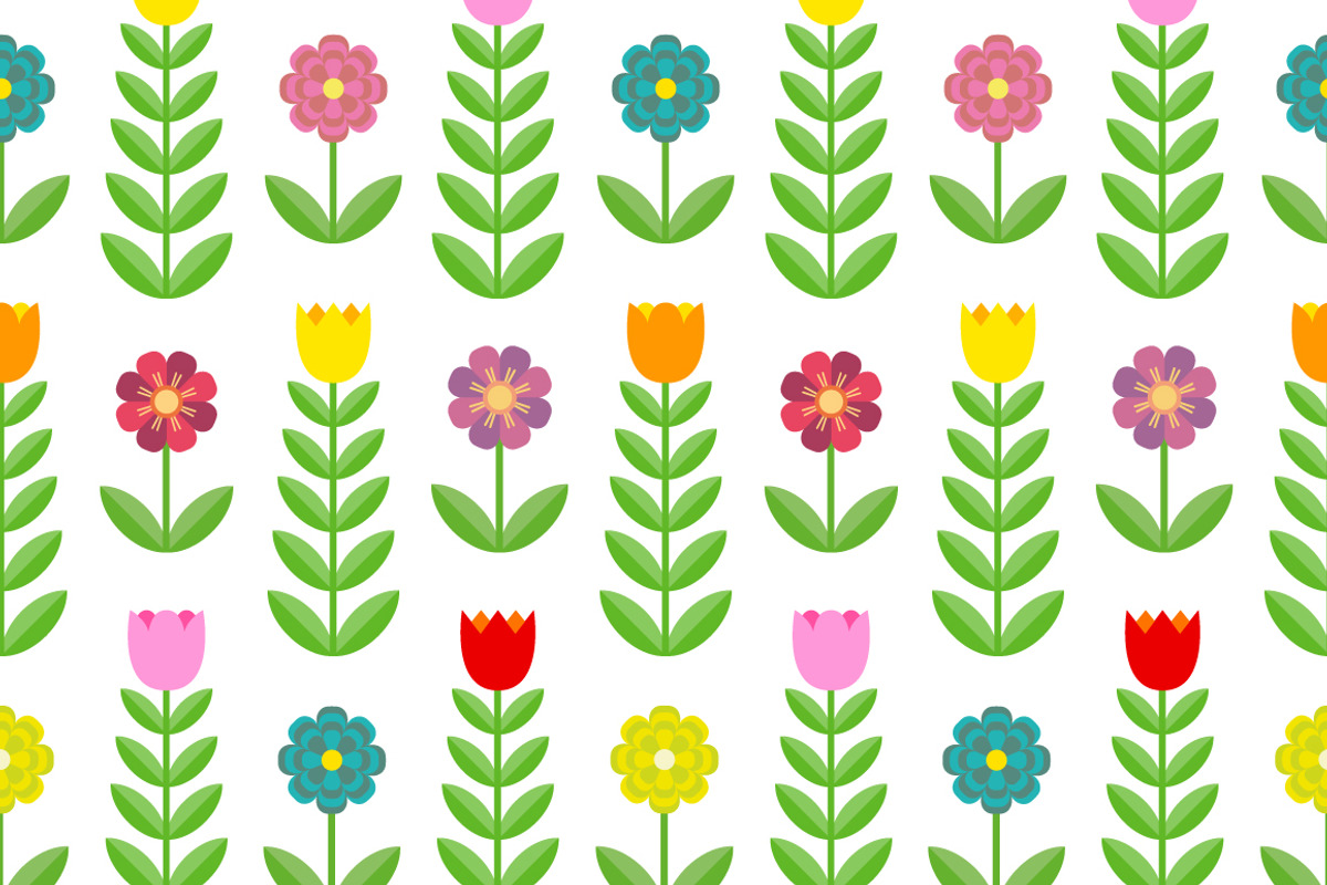 Tulips and flowers. Seamless pattern, a Pattern Graphic by Evgeniya Dzhumm