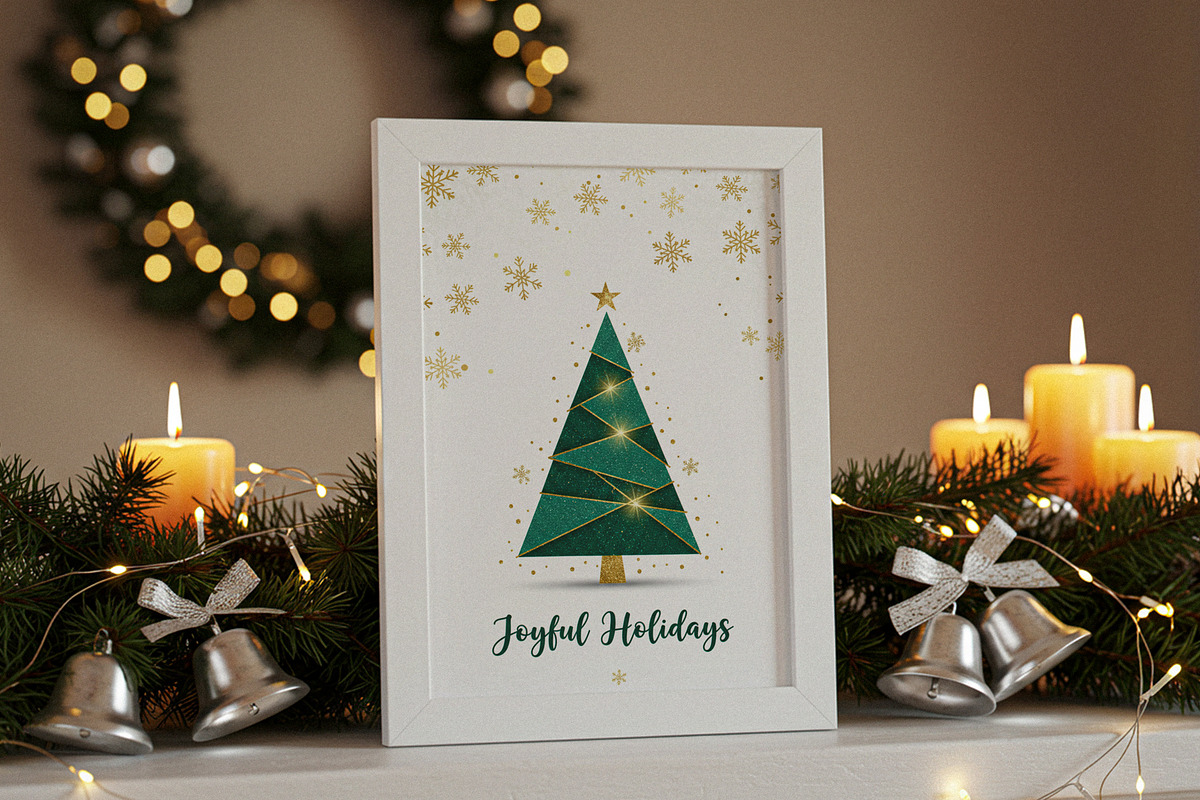 White Christmas Frame Mockup, a Product Mockup by Designer Dude